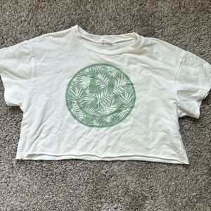 Green leaf smiley face crop top